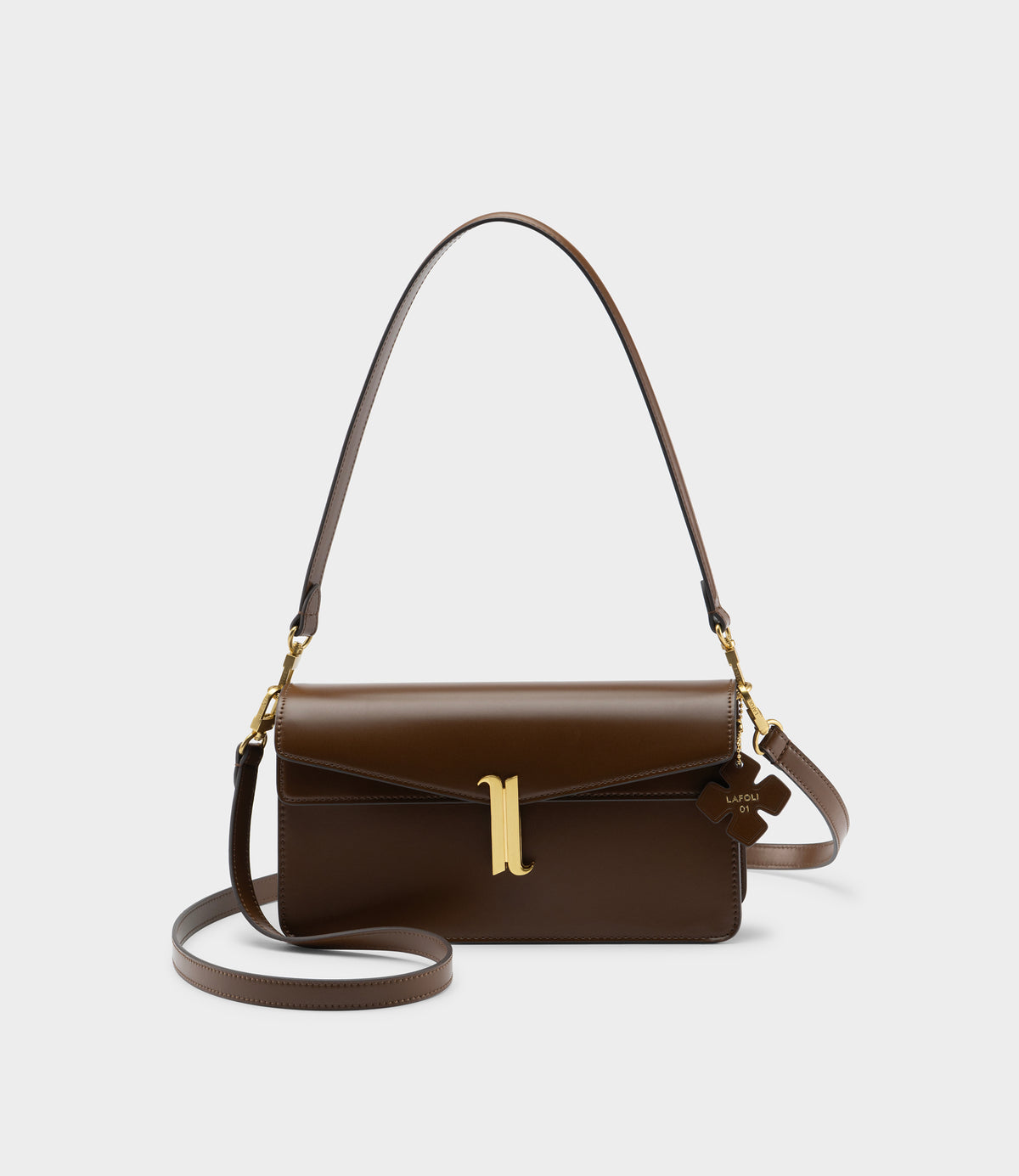 Lafoli duo ESPRESSO crossbody shoulder bag, sling bag,  purse