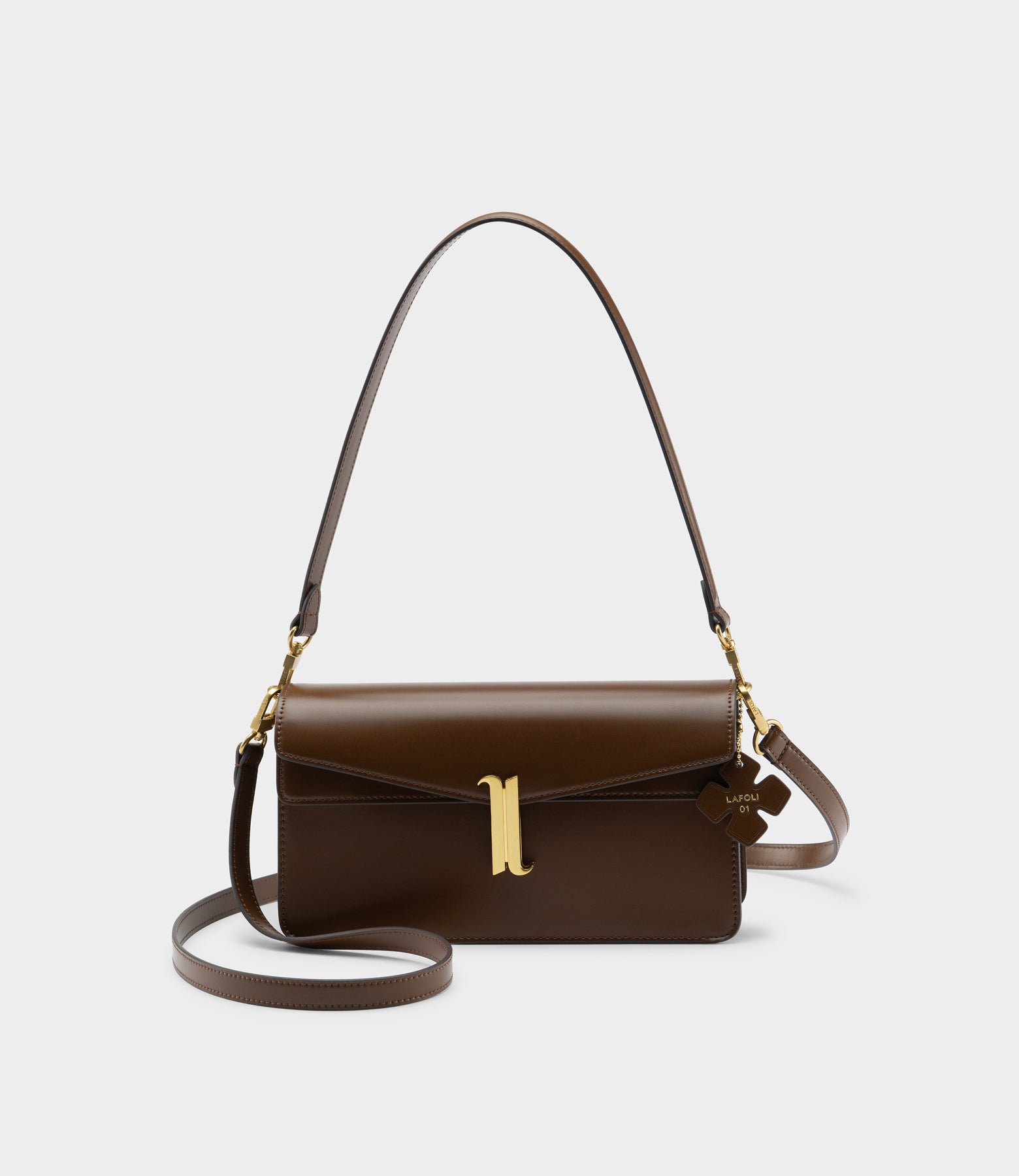 Lafoli duo ESPRESSO crossbody shoulder bag, sling bag,  purse